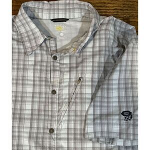 Mountain Hardwear Button Down Shirt Mens XL TG Vent Short Sleeve Logo zip pocket